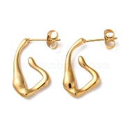 Ion Plating(IP) 304 Stainless Steel Stud Earrings, Twist Polygon, Real 18K Gold Plated, 21x2.5mm(EJEW-H127-06G)