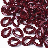 Opaque Acrylic Linking Rings, Quick Link Connectors, For Curb Chains Making, Twist, Dark Red, 22x16.5x5.5mm, Inner Measure: 12x6mm(OACR-T011-88F)