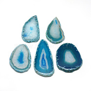Druzy Natural Brazilian Agate Pendants, Dyed & Heated, Nuggets, Big Pendants, Sky Blue, 44~90x25~5x4.5~6mm, Hole: 1.5mm(G-S262-03C)