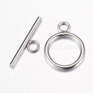304 Stainless Steel Toggle Clasps, Stainless Steel Color, Ring: 20.5x15.5x2mm, Hole: 3mm, Bar: 23x7mm(STAS-P100-07P)