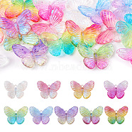 Pandahall 18Pcs 9 Colors Transparent Resin Pendants, Butterfly Charms, Mixed Color, 24.5x32x4.5mm, Hole: 2x2mm, 2pcs/color(RESI-TA0002-03)