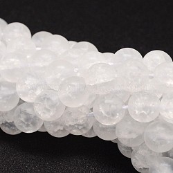 Synthetic Crackle Quartz Bead Strands, Round, Dyed, Frosted, White, 8mm, Hole: 1mm, about 50pcs/strand, 15.75 inch(X-CCG-K002-8mm-01)