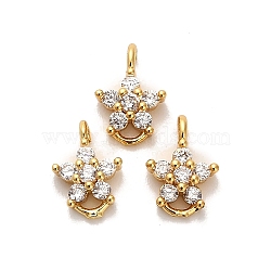 Brass Micro Pave Clear Cubic Zirconia Star Connector Charms, Ion Plating(IP), Real 18K Gold Plated, 8.5x5.5x3mm, Hole: 1.4mm and 0.8mm(KK-H515-12G)