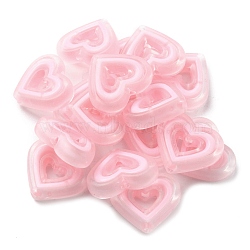 Acrylic Beads, Bead in Bead, Heart, Pink, 19.5x23x6mm, Hole: 3mm, about 280pcs/500g(SACR-G033-01E)