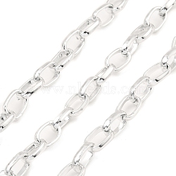 Oxidation Aluminum Cable Chains, Unwelded, with Spool, Platinum, 11x7x2mm, about 82.02 Feet(25m)/Roll(CHA-D001-08P)