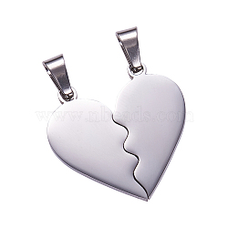 304 Stainless Steel Split Pendants, Valentine's Day Style, Double Heart, Stainless Steel Color, 26x25.5x1.4mm, Hole: 4x7mm(STAS-F213-01P)
