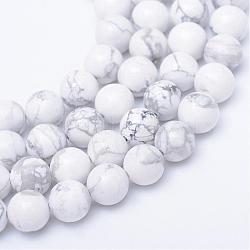 Round Natural Howlite Bead Strands, 4~5mm, Hole: 1mm, about 95pcs/strand, 15.7 inch(G-R345-4mm-18)