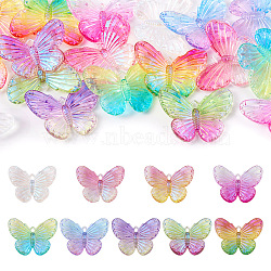Pandahall 18Pcs 9 Colors Transparent Resin Pendants, Butterfly Charms, Mixed Color, 24.5x32x4.5mm, Hole: 2x2mm, 2pcs/color(RESI-TA0002-03)