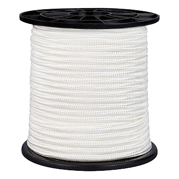 50M Nylon Braided Cords, Round, White, 6mm, about 54.68 Yards(50m)/Roll