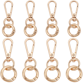 DIY Keychain Clasp Findings Kits, including Zinc Alloy Swivel Clasps & Spring Gate Rings, Golden, 41.5x16x5.5mm, Hole: 8x11mm