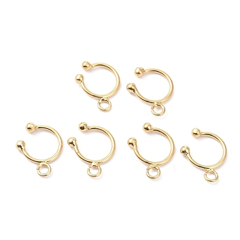 Brass Cuff Ear Cuff Findings, with Loop, Long-Lasting Plated, Ring, Cadmium Free & Nickel Free & Lead Free, Real 18K Gold Plated, 15x11.5x2.5mm, Hole: 1.9mm