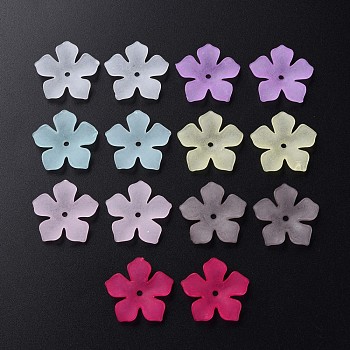 Transparent Acrylic Beads, Frosted, Flower, Mixed Color, 25.5x26.5x4.5mm, Hole: 2mm, about 900pcs/500g
