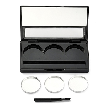 ABS Plastic Empty Lip Palette, with Lipbrush & Removable Aluminum Pans, for Eyeshadow Lipstick Makeup Pallet, Black, 5.1x9.2x1.1cm