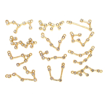 Alloy Links Connectors, with Rhinestone, Constellation, Golden, 12pcs/Box
