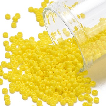 MIYUKI Round Rocailles Beads, Japanese Seed Beads, 11/0, (RR404) Opaque Yellow, 2x1.3mm, Hole: 0.8mm, about 50000pcs/pound
