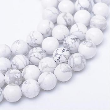Round Natural Howlite Bead Strands, 4~5mm, Hole: 1mm, about 95pcs/strand, 15.7 inch