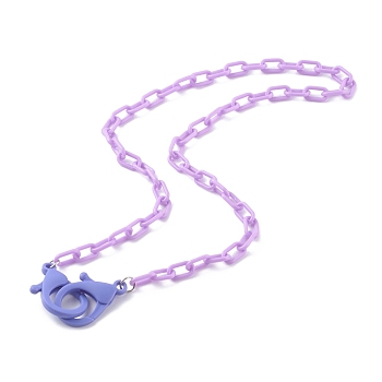 Personalized Opaque Acrylic Cable Chain Necklaces, Handbag Chains, with Plastic Lobster Claw Clasps, Medium Purple, 23.03 inch(58.5cm)