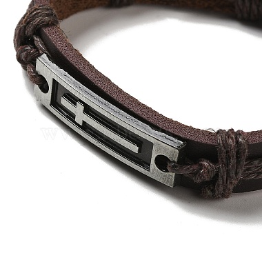 Alloy Rectangle with Cross Link Bracelet(BJEW-C037-01B)-5