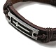 Alloy Rectangle with Cross Link Bracelet(BJEW-C037-01B)-5