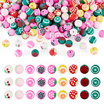 180Pcs 9 Colors Fruits Theme Handmade Polymer Clay Beads, Round, Mixed Color, 8.2mm, Hole: 1.2~1.6mm, 20pcs/color(CLAY-TA0001-94)