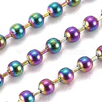 Ion Plating(IP) 304 Stainless Steel Ball Chains, with Spool, Round, Rainbow Color, 2.5mm, about 32.8 Feet(10m)/roll(CHS-H013-04M-2.5MM-A)