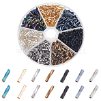 1260Pcs 7 Style Glass Twisted Bugle Beads, Metallic Colours, Mixed Color, 9x2mm, Hole: 0.5mm, about 180Pcs/style(SEED-PH0001-55)