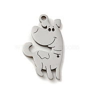 201 Stainless Steel Pendants, Laser Cut, Dog, Stainless Steel Color, 17x10x1mm, Hole: 1.2mm(FIND-z009-06P)