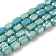 Electroplate Glass Beads Strands, Faceted, AB Color, Column, Dark Cyan, 4x6mm, Hole: 1mm, about 80pcs/strand, 18.11''(46cm)(EGLA-D031-01H)