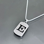 Titanium Steel Box Chain Necklaces, Rectangle with Letter E Pendant Necklaces (YT2090-5)