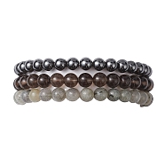 3Pcs 3 Style Natural & Synthetic Mixed Stone Round Beaded Stretch Bracelets, Stackable Bracelets, Inner Diameter: 2-3/8 inch(6cm), 1Pc/style(BJEW-JB10178-04)