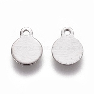 304 Stainless Steel Charms, Stamping Blank Tag, Flat Round, Stainless Steel Color, 6.5x5x0.5mm, Hole: 1mm(STAS-M274-021E)