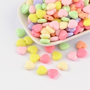 Opaque Acrylic Beads, Heart, Mixed Color, 11x12x5mm, Hole: 2mm(X-SACR-R841-M)