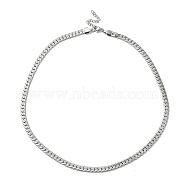 304 Stainless Steel Cuban Link Chain Necklace, Stainless Steel Color, 17.72x0.20 inch(45x0.5cm)(NJEW-K249-01A-P)