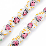 Handmade Porcelain Bead Strands, Famille Rose Style, Monkey, Yellow, 17x13x13mm, Hole: 2mm, about 18pcs/strand, 11.89 inch(30.2cm)(PORC-N007-14A)