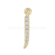 Rack Plating Brass Micro Pave Clear Cubic Zirconia Pendants, Long-Lasting Plated, Lead Free & Cadmium Free, Arabic Alphabet, Real 18K Gold Plated, 16x2.5x2mm, Hole: 1.2mm(KK-A224-03H-G)