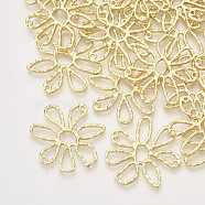 Alloy Open Back Bezel Pendants, For DIY UV Resin, Epoxy Resin, Pressed Flower Jewelry, Flower, Light Gold, 32.5x32x2mm, Hole: 1.2mm(PALLOY-S121-205B)
