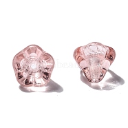 Transparent Czech Glass Beads, Flower, Pink, 10x8mm, Hole: 2mm, about 120pcs/bag(GLAA-G070-05D-06)