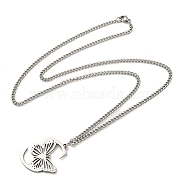 201 Stainless Steel Necklaces, Letter S, 23.74 inch(60.3cm) p: 32x26.5x1.3mm(NJEW-Q336-01S-P)