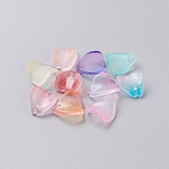Glass Charms, with Gold Foil, Frosted, Dyed & Heated, Petal, Mixed Color, 13x11x4mm, Hole: 1mm(EGLA-L025-M)