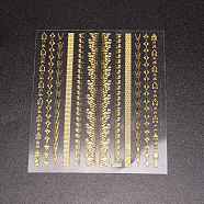 PET 3D Gold Metal Sticker Chain Zipper Metal Decal, Geometry Arrow Floral Metallic Nail Stickers, for Women Nail Art Accessories, Gold, 9x7.7x0.02cm(MRMJ-WH0072-85)