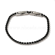 304 Stainless Steel Rhinestone Cup Chain Bracelets, Black Diamond, 7-5/8x1/8 inch(19.3x0.3cm)(BJEW-S002-01E)