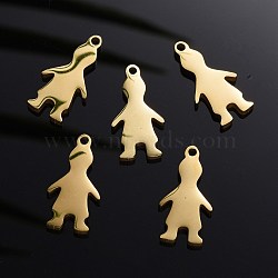 304 Stainless Steel Pendants, Manual Polishing, Stamping Blank Tag, Boy, Golden, 17x9x1.8mm, Hole: 1.2mm(STAS-I140-12G)