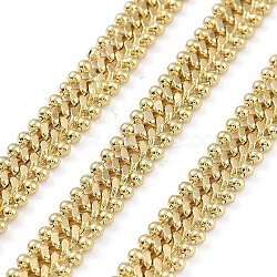 Rack Plating Brass Chains, Long-Lasting Plated, Soldered, with Spool, Lead Free & Cadmium Free, Real 18K Gold Plated, Link: 7x2mm(CHC-F018-06G-01)