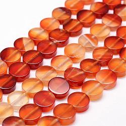 Natural Carnelian Beads Strands, Dyed & Heated, Flat Round, 12x4.5mm, Hole: 1.2mm, about 33pcs/strand(G-N0176-01-12x4.5mm)