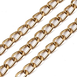 Aluminium Curb Chain, Unwelded, with Spool, Light Gold, 12.5x8x2mm, about 131.23 Feet(40m)/Roll(CHA-C003-12KCG)