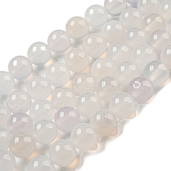 Natural Agate Beads, Dyed, Round, White, Size: about 8mm in diameter, hole: 1mm, 43pcs/strand, 15.5 inch(AGAT-8D-16)
