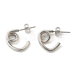 304 Stainless Steel Knot Stud Earrings for Women, Stainless Steel Color, 16x4mm(EJEW-F319-02P)