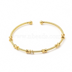 Rack Plating Brass Drum Beaded Open Cuff Bangle for Women, Cadmium Free & Lead Free, Real 18K Gold Plated, Inner Diameter: 2 inch(5.2cm)(BJEW-E073-07G)
