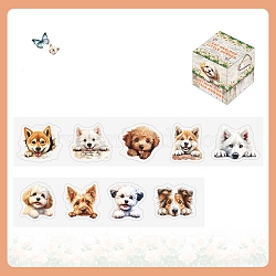 Dog Paper Stickers, Waterproof PET Stickers, for Scrapbooking, Travel Diary Craft, Mixed Color, 30~42mm wide, 31~36mm long, 2m/roll.(DIY-M071-03D)