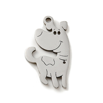 201 Stainless Steel Pendants, Laser Cut, Dog, Stainless Steel Color, 17x10x1mm, Hole: 1.2mm